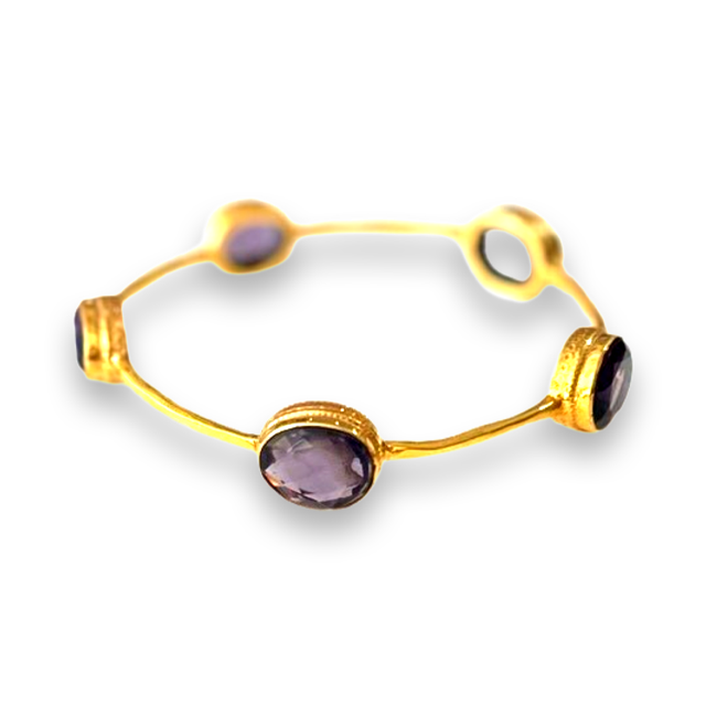 Gold Bracelet with Large Assorted Stones