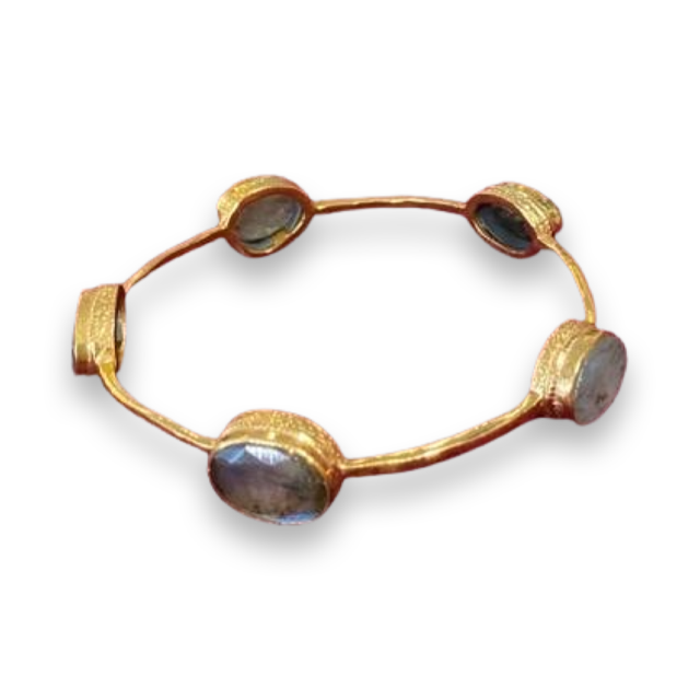 Gold Bracelet with Large Assorted Stones