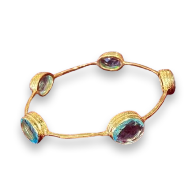 Gold Bracelet with Large Assorted Stones