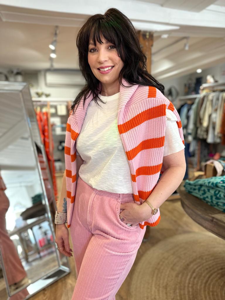 Wide Cord Trousers in Pink