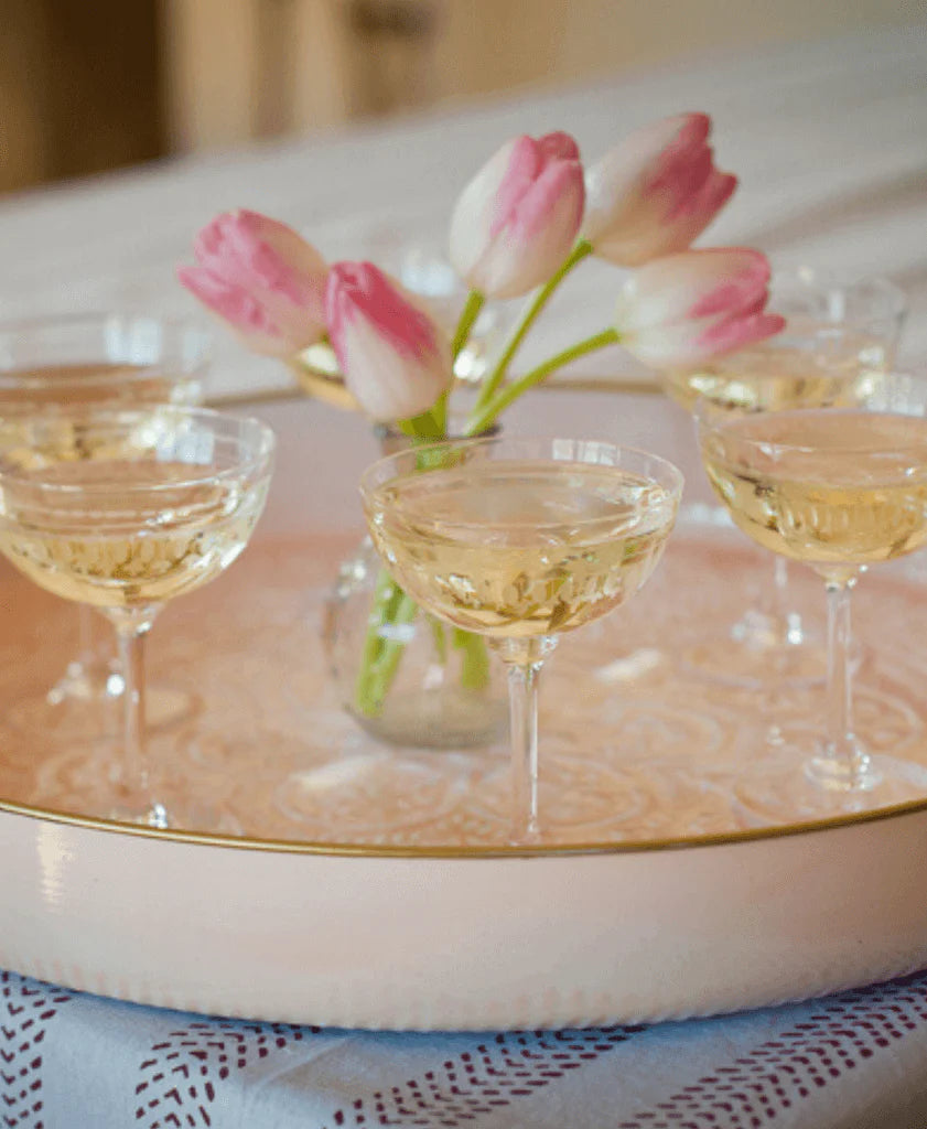 Large Round Enamel Light Pink Tray