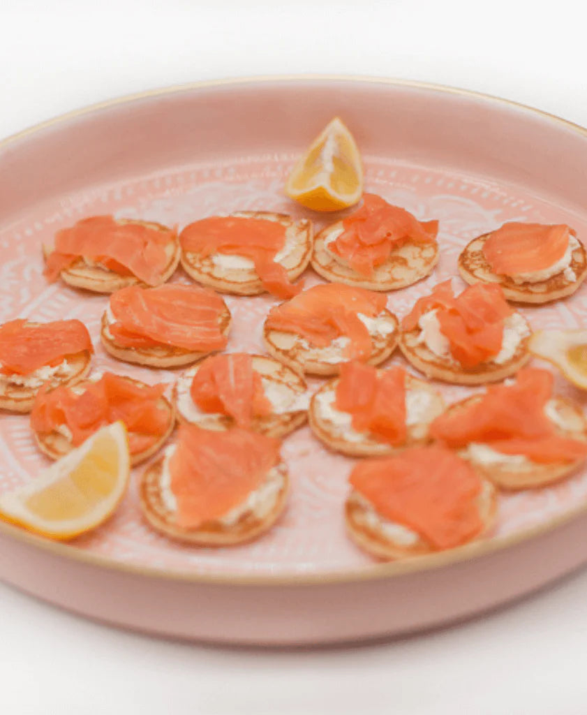 Large Round Enamel Light Pink Tray