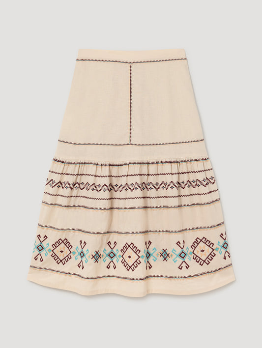 Long Cotton Skirt with Embroidery
