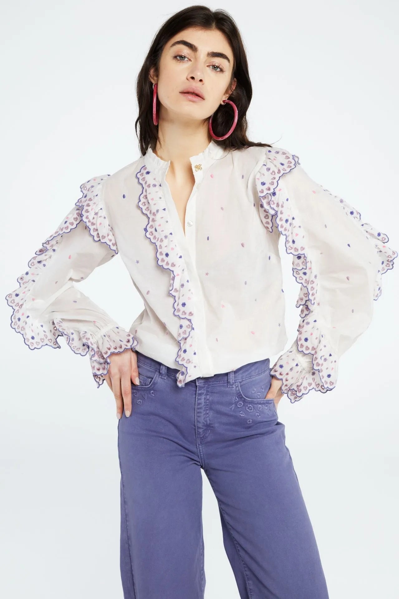 Josie Shirt in Cream and Lilac