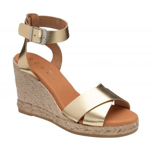 Gold Leather Ratho Wedge Sandals