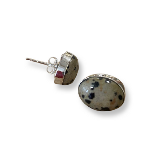 Dalmation Jasper Studded Earrings