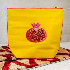 Velvet Beaded Make-Up Bag - Pomegranate