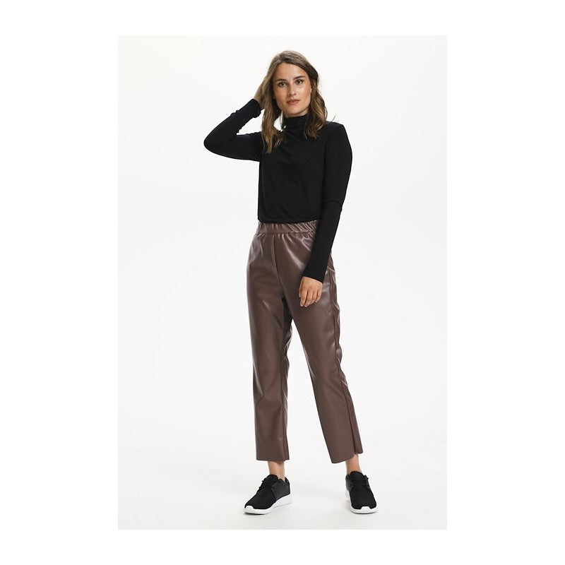 Faux Leather Trousers in Milk Chocolate