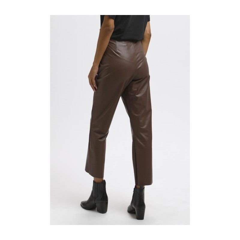 Faux Leather Trousers in Milk Chocolate