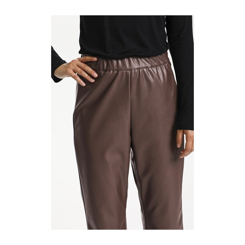 Faux Leather Trousers in Milk Chocolate