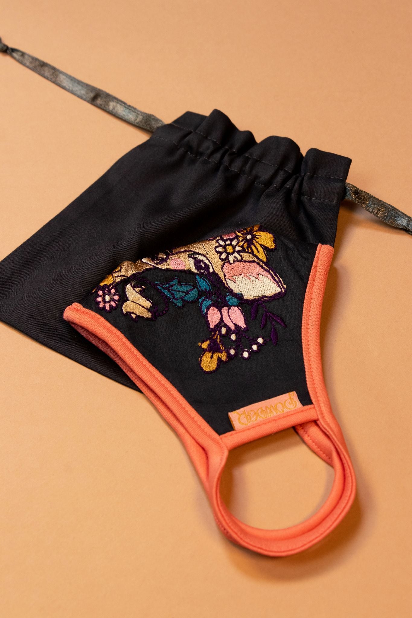 Embroidered Face Covering Floral Doe