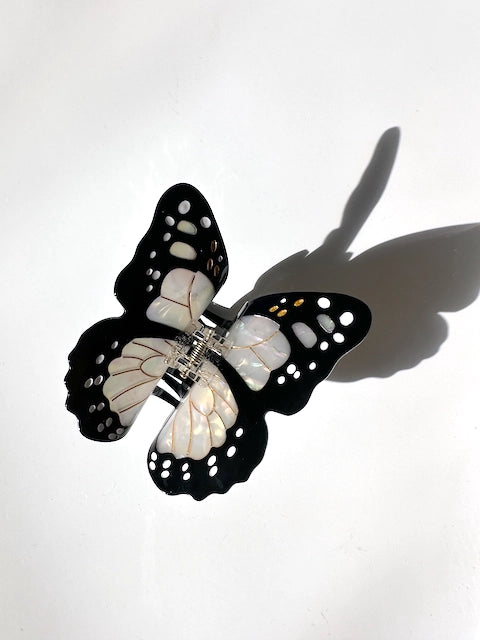 White Hand-painted Monarch Butterfly Claw Hair Clip