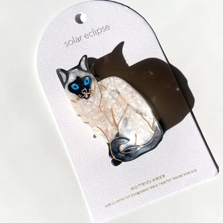 Hand-painted Siamese Cat Claw Hair Clip