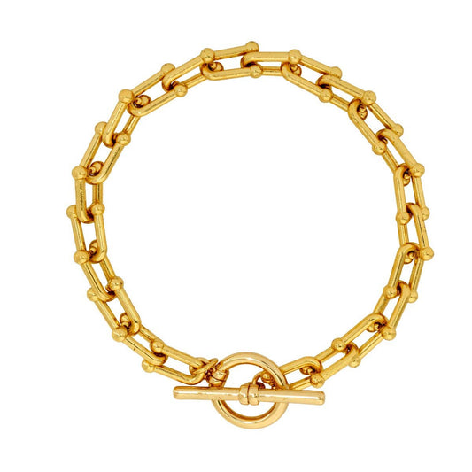 London Gold Gauge Links T-bar Chain Bracelet