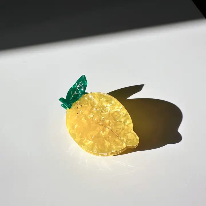 Hand-Painted Lemon Fruit Claw Hair Clip