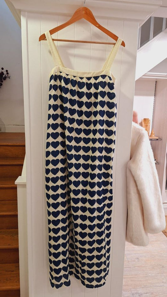 Thandie Dress in Navy Hearts