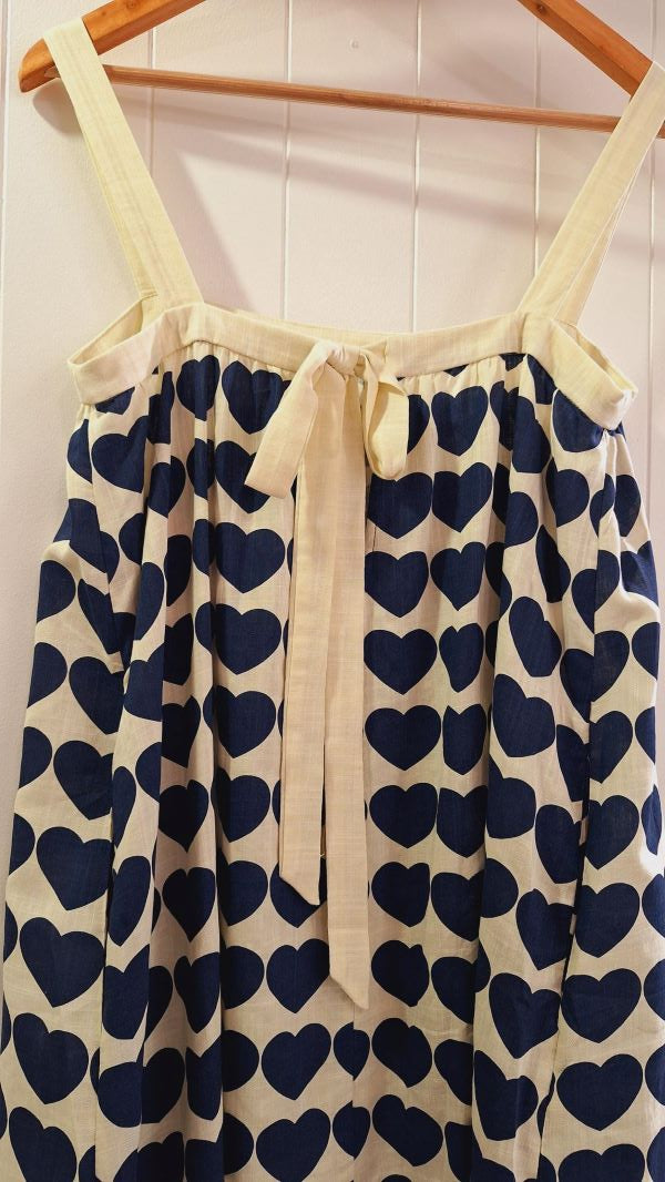 Thandie Dress in Navy Hearts