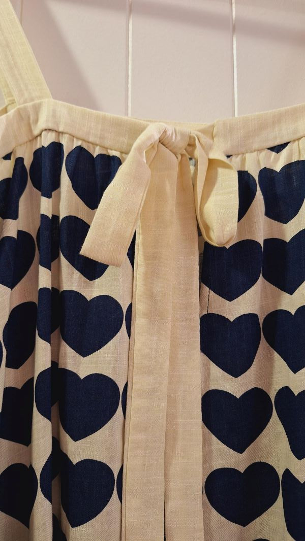 Thandie Dress in Navy Hearts