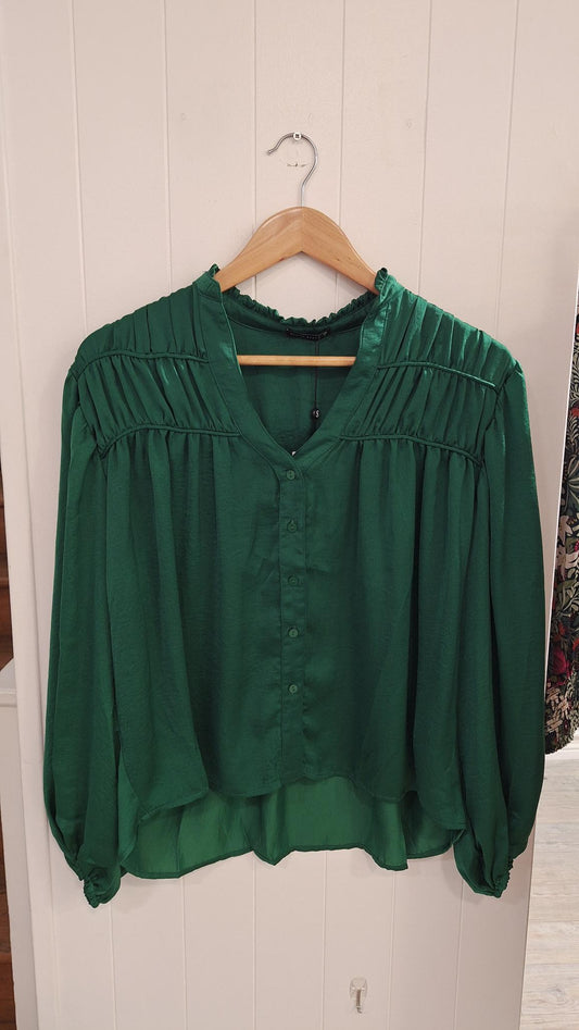 Satin Ruffle Blouse