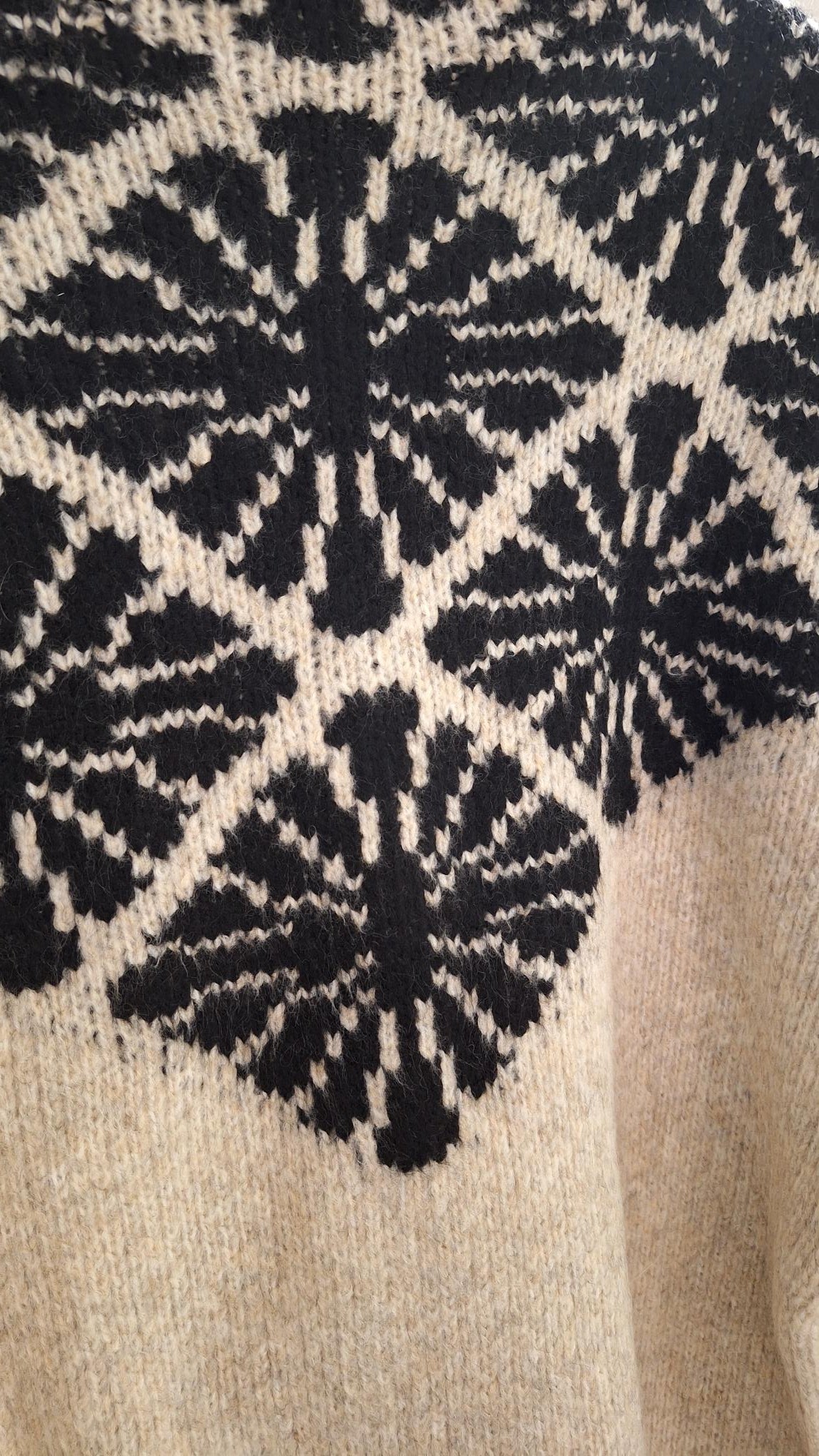 Jacquard Sweater in Oatmeal and Charcoal
