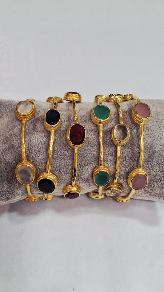 Gold Bracelet with Large Assorted Stones