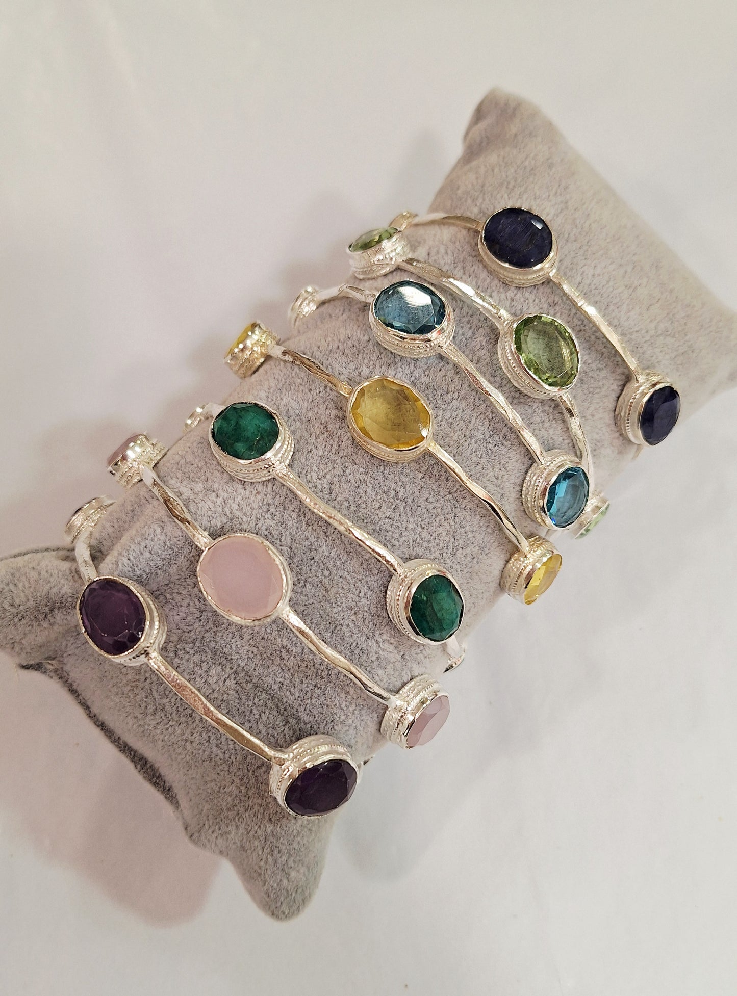 Silver Bracelet with Large Assorted Stones