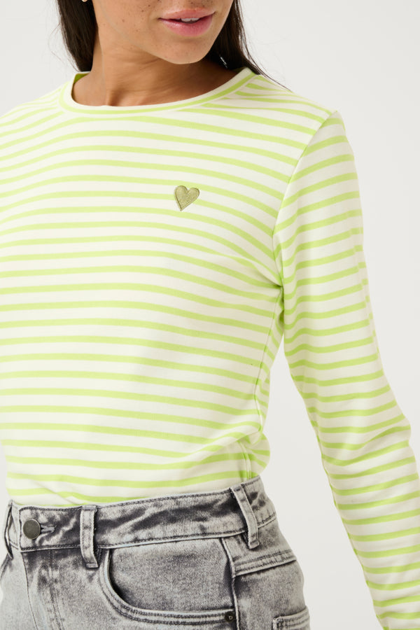 Liddy T-Shirt in Chalk / Lettuce Stripe