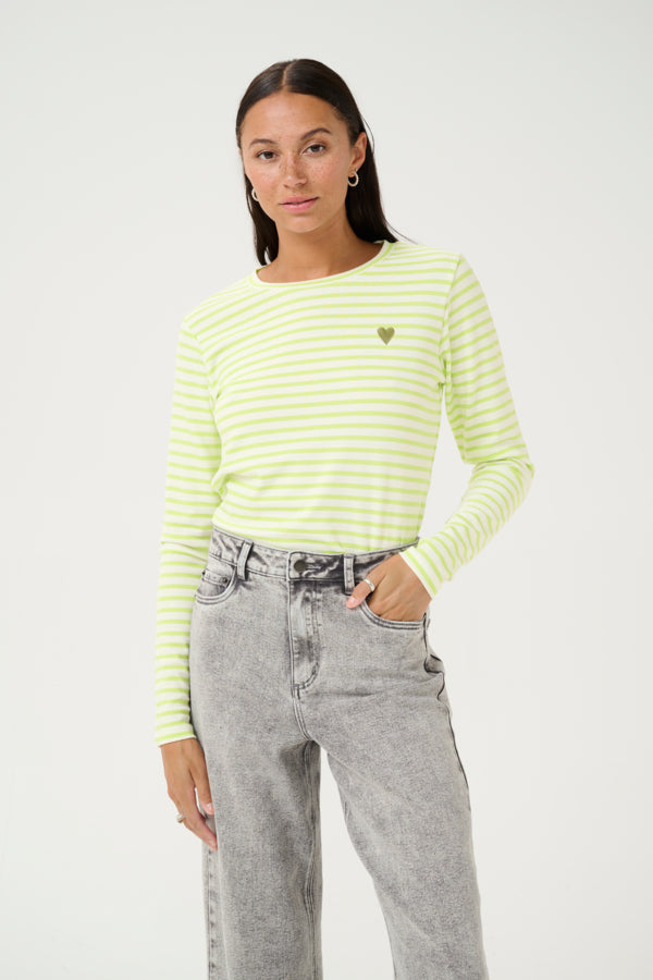 Liddy T-Shirt in Chalk / Lettuce Stripe