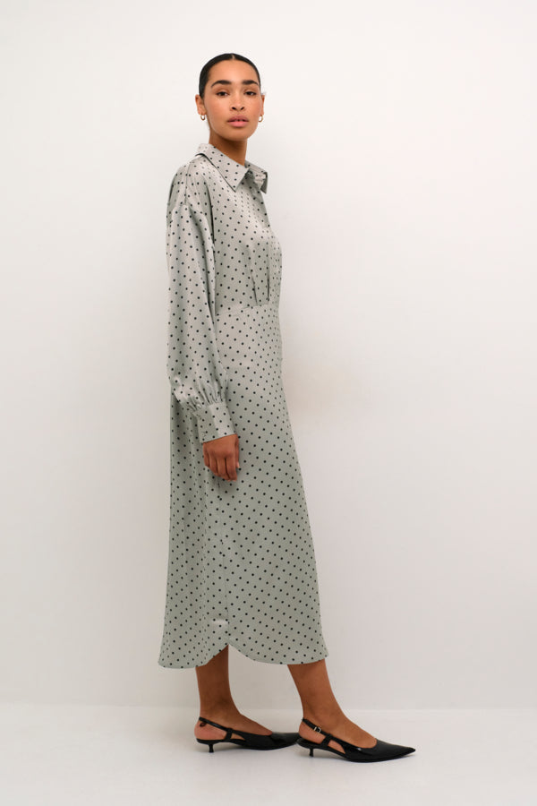 KAdonna Shirt Dress in Grey with Black Dot