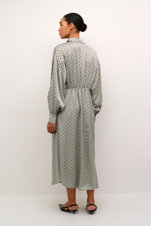 KAdonna Shirt Dress in Grey with Black Dot