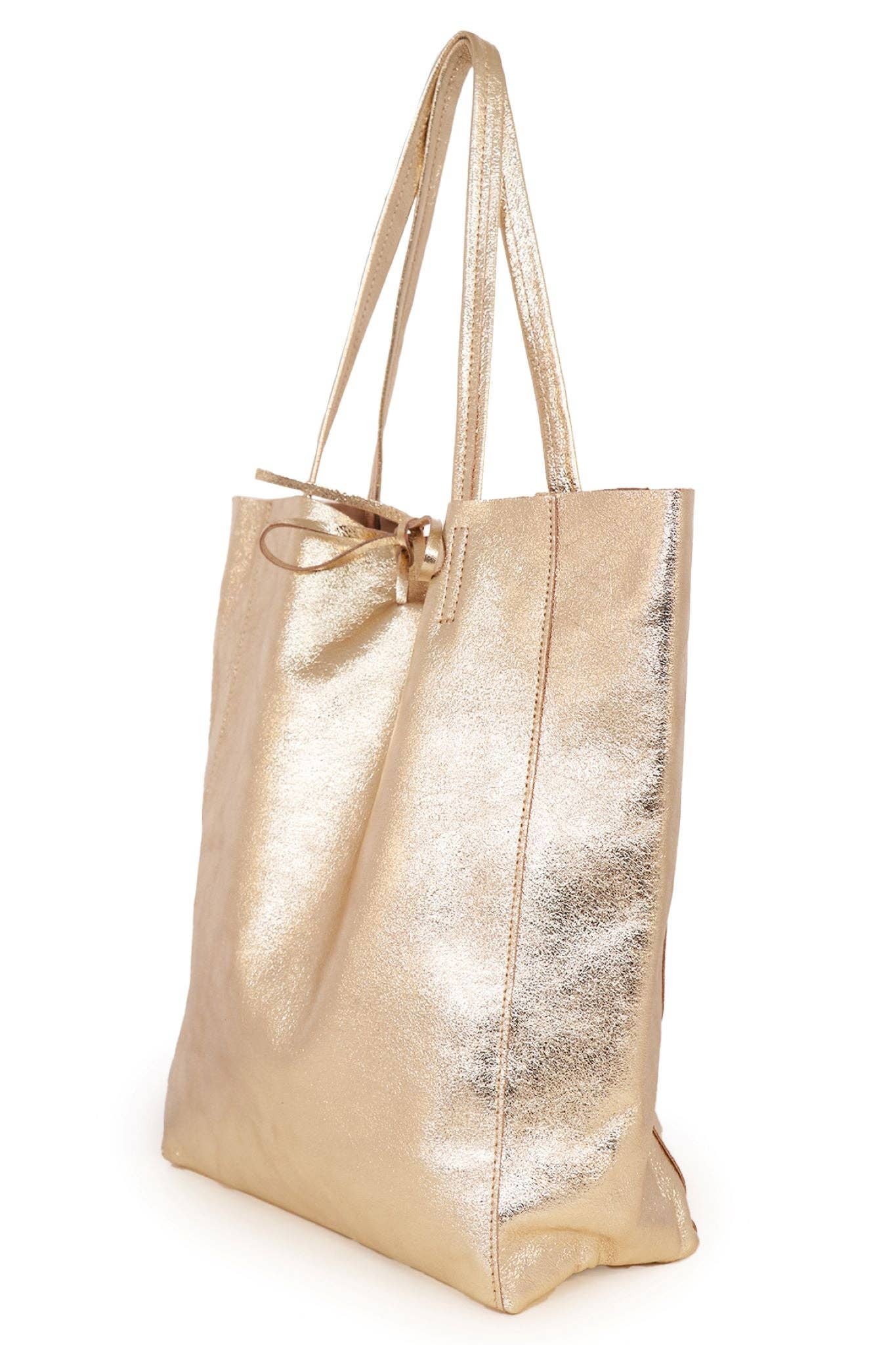 Gold Genuine Italian Leather Tote