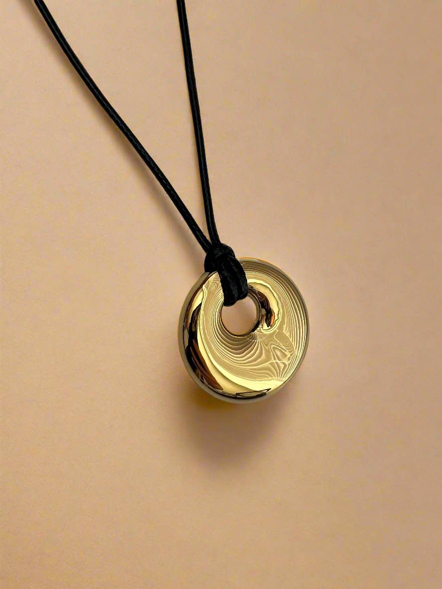 Orb Pendant Necklace 18k Gold Plated Modern Minimal Cord