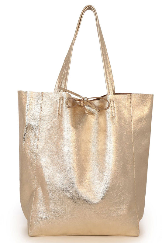 Gold Genuine Italian Leather Tote