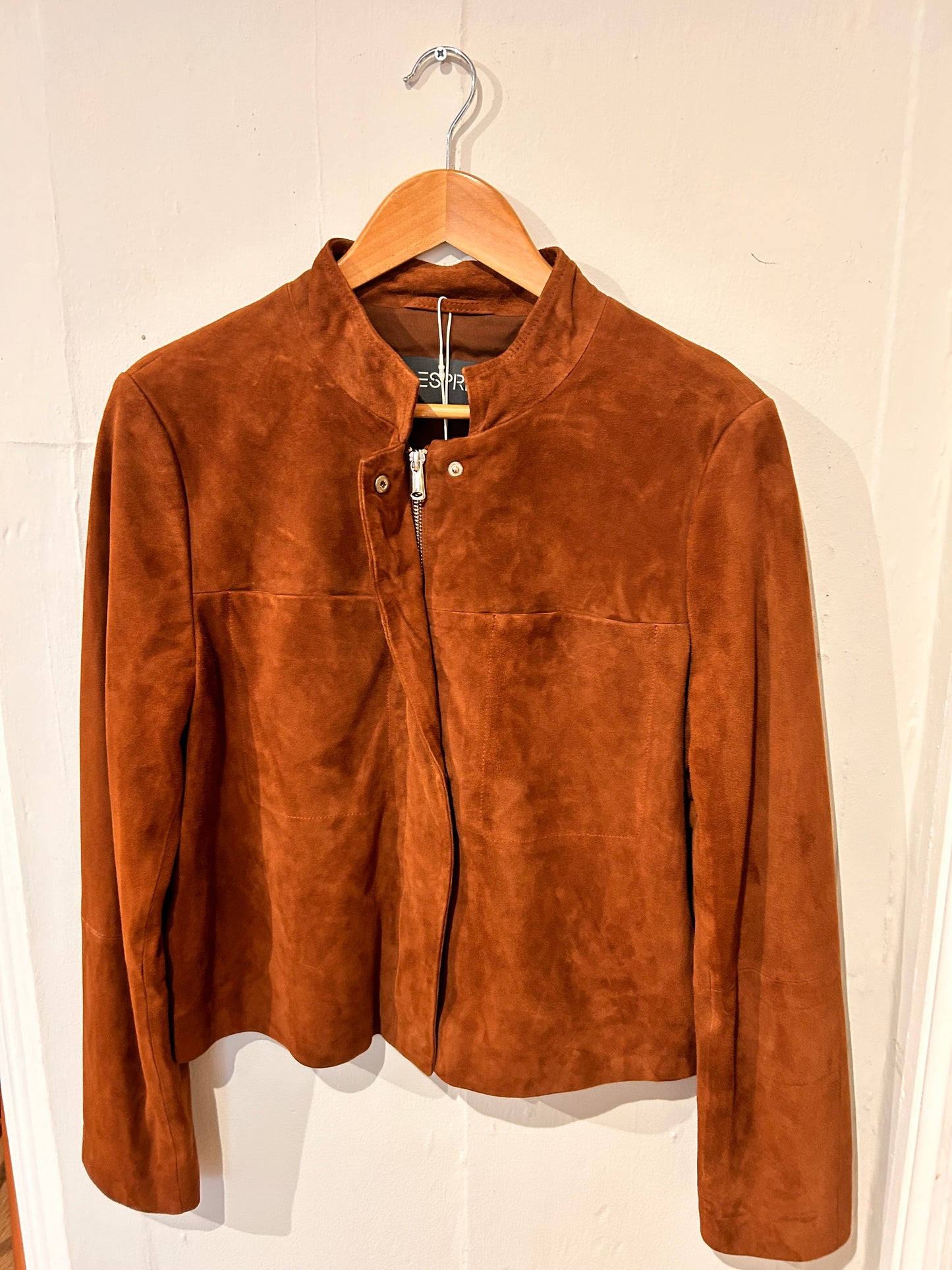 Mandarin Collared Suede Jacket