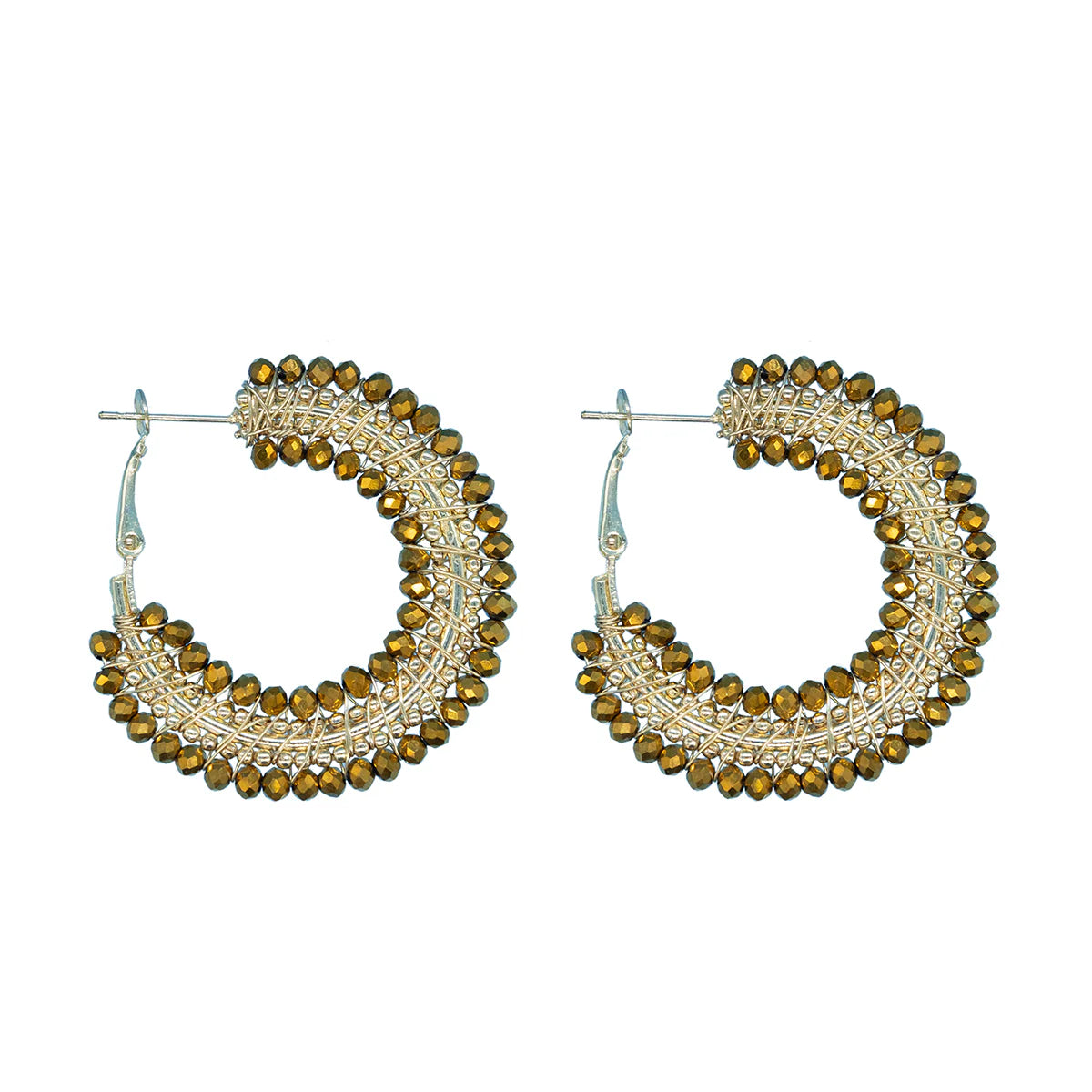 Mini Bronze Beaded Ombre Hoop Earrings