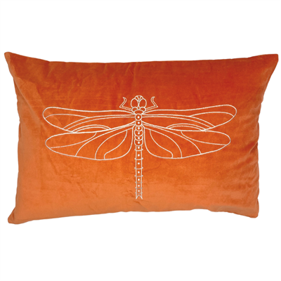 Orange Dragonfly Cotton Velvet Cushion