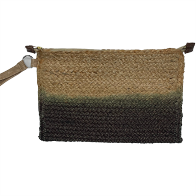 Large Jute Stonewash Pouch in Natural / Grey Ombre