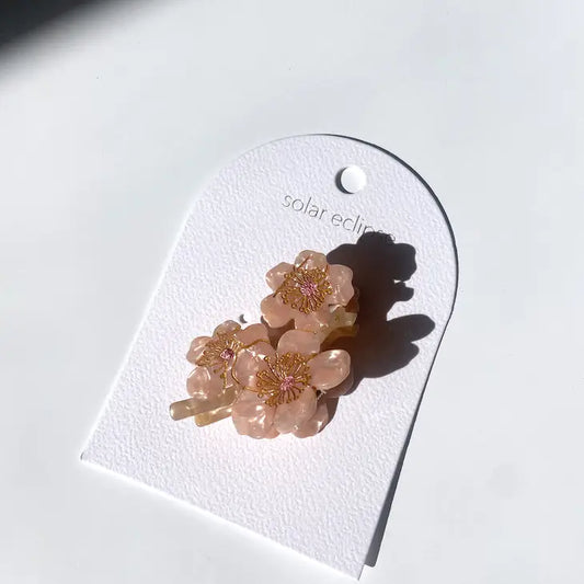 Hand-Painted Cherry Blossoms Flower Claw Hair Clip