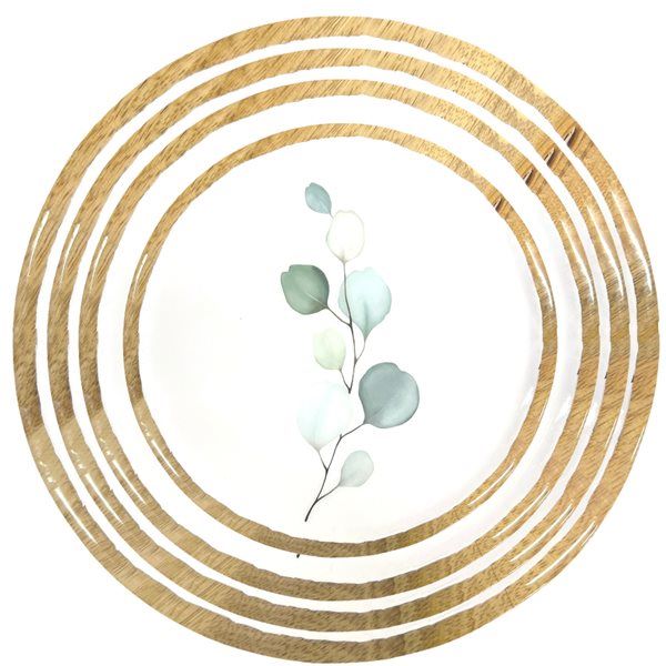 Small White with Eucalyptus Leaves Round Tray