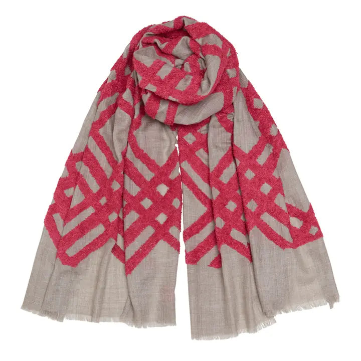 Mexican Stripe Pashmina - Natural/Pink