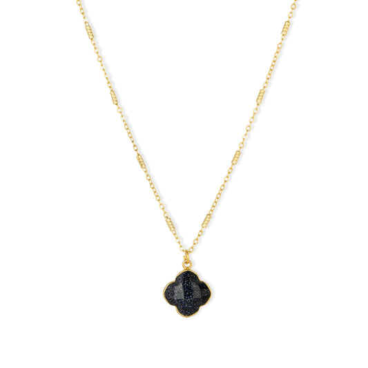 Clover Navy Sunstone Necklace