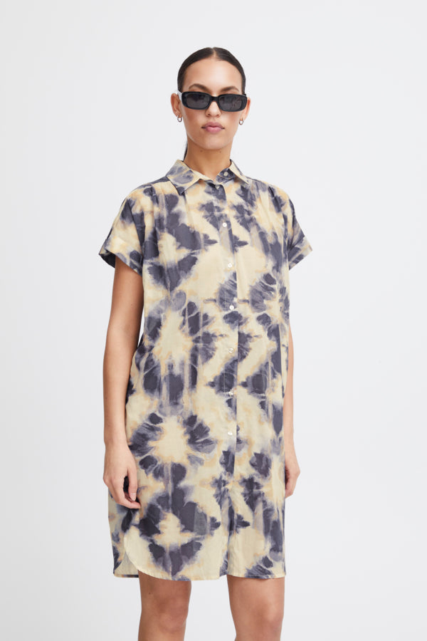 IHEMMERETTA Dress in Sand & Blue Tie Dye