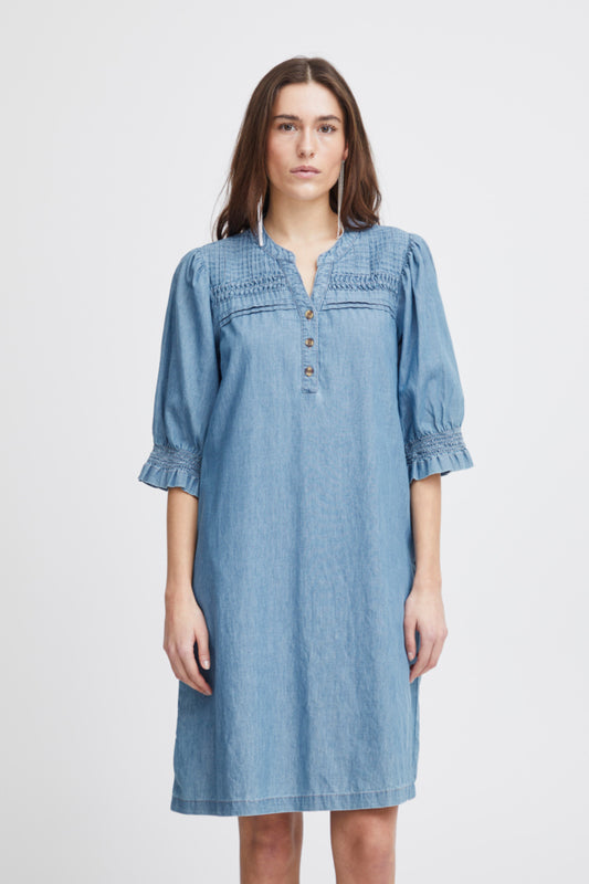 IHANCEY Washed Blue Denim Dress