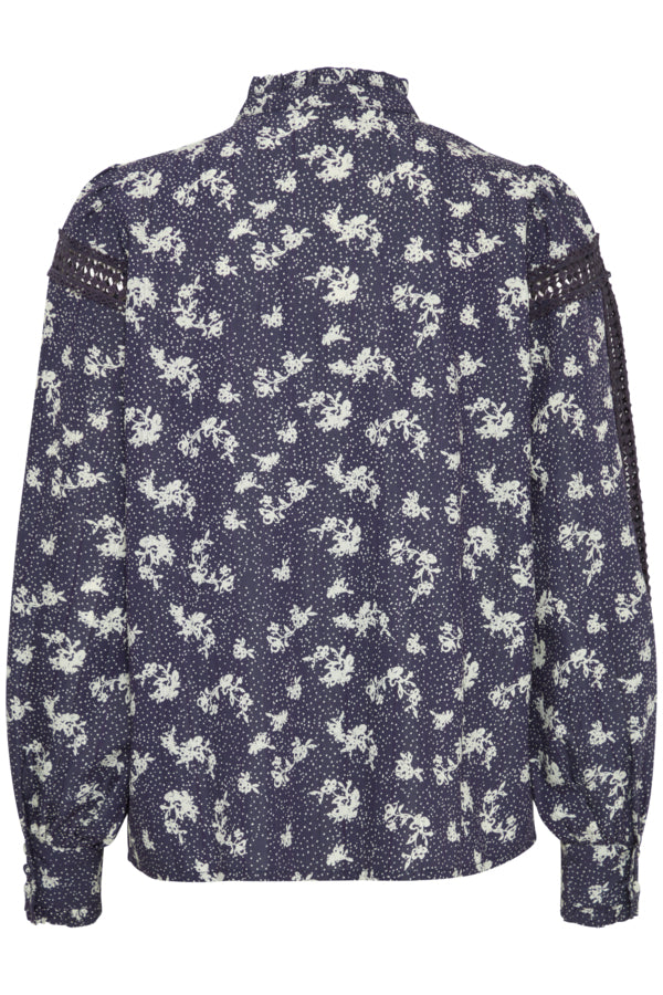 IRFLORENTINA Shirt in Blue with White Flowers