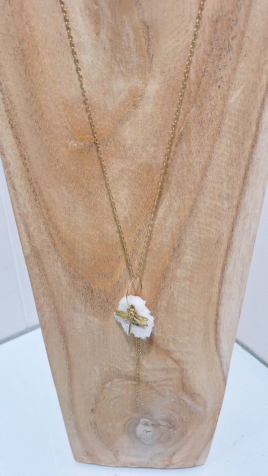 Dragonfly Necklace with Crystal Drop
