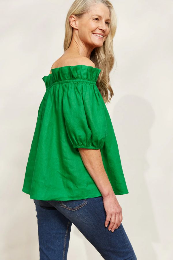 Halcyon Ruched Top in Emerald Green