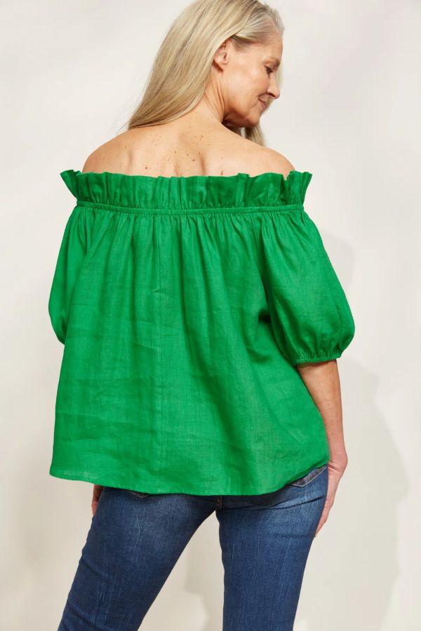 Halcyon Ruched Top in Emerald Green