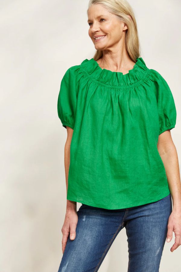 Halcyon Ruched Top in Emerald Green