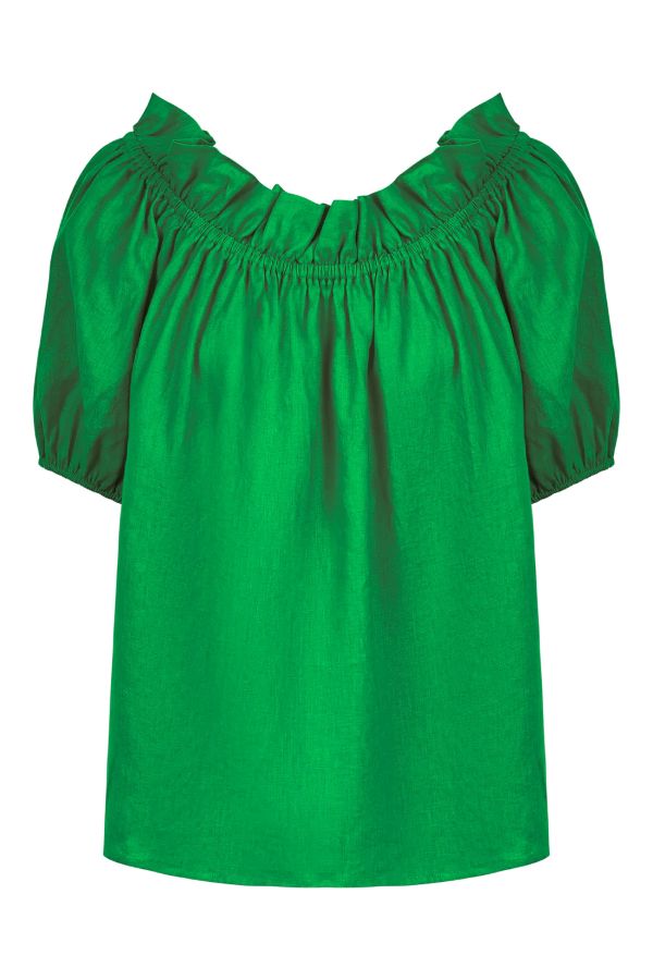 Halcyon Ruched Top in Emerald Green