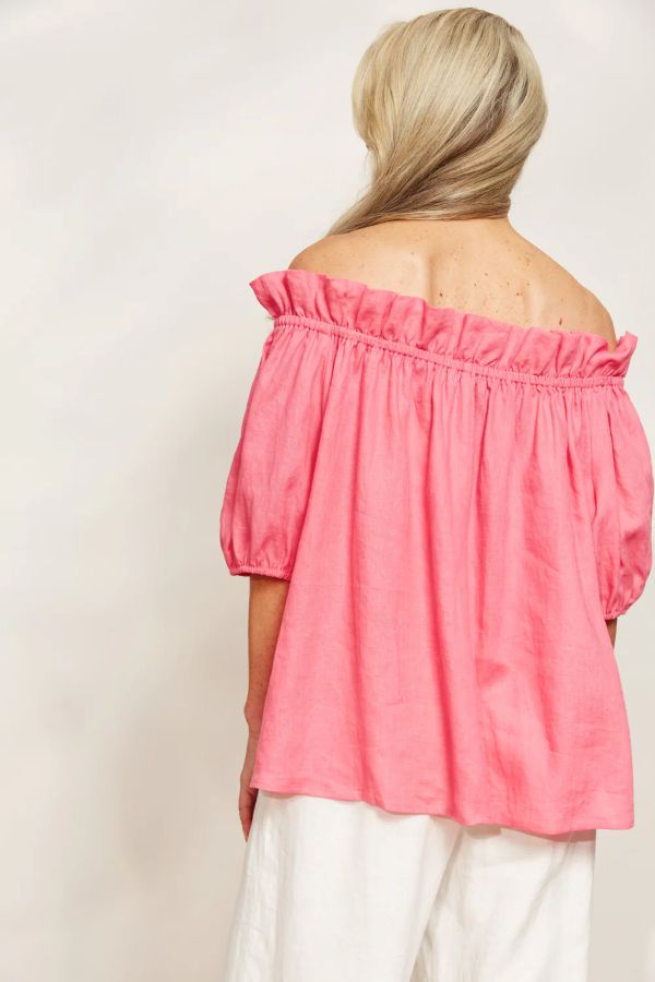 Halcyon Ruched Top in Bright Pink